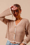 SO ME Open Knit Light Weight Sweater Cardigan With Contrast Wavy Scallop Edge