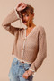 SO ME Open Knit Light Weight Sweater Cardigan With Contrast Wavy Scallop Edge
