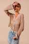 SO ME Open Knit Light Weight Sweater Cardigan With Contrast Wavy Scallop Edge