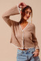 SO ME Open Knit Light Weight Sweater Cardigan With Contrast Wavy Scallop Edge