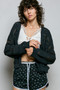 POL Open-Knit Floral Button Cardigan