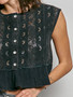 POL Round Neck Lace Sleeveless Top with Double Gauze Ruffle