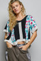 POL Round Neck Ribbed Cropped Top with Lace Detail