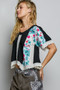 POL Round Neck Ribbed Cropped Top with Lace Detail