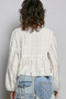 POL Square Neck Lace Long Balloon Sleeve Top