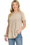 Zenana French Terry Washed Curved Hem Top