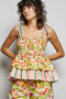 POL Floral Smocked Ruffled Cami with Tie Shoulder Straps