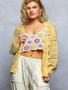 POL Open-Knit Floral Button Cardigan