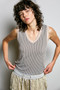 POL V-Neck Contrast Ribbed Sleeveless Tank