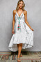 POL Embroidered Detail Tassel Tie Smocked Waist Midi Tiered Cami Dress
