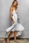 POL Embroidered Detail Tassel Tie Smocked Waist Midi Tiered Cami Dress