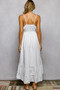 POL Embroidered Detail Tassel Tie Smocked Waist Midi Tiered Cami Dress