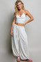 POL Patchwork Mixed Knit Wide Leg Pants