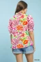 Umgee V-Neck Ruffle Trim Puff Sleeve Top