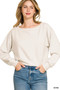 Zenana Scuba Cropped Boat Neck Pullover Sweatshirts
