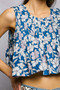 POL Floral Round Neck Cropped Pintuck Tank