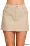 Zenana Cotton Twill Lined Mini Skirts
