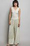 POL Patchwork Mixed Knit Wide Leg Pants