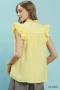Umgee Textured Ruffle Sleeve Split V Neck Top