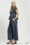 Umgee Smocked Peplum Top with Scalloped Ruffle Cap Sleeves