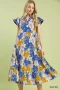 Umgee Mix Bold Floral Tiered Midi Dress
