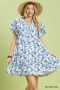 Umgee Floral Flutter Sleeve Tiered Dress
