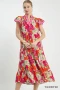 Umgee Mix Bold Floral Tiered Midi Dress
