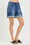 RISEN High Rise Seamed Roll Up Shorts