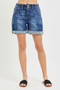 RISEN High Rise Seamed Roll Up Shorts