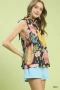 Umgee Multi-Color Floral Halter Neck Boho Top