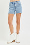 RISEN High Rise Denim Shorts with Embroidered Detail