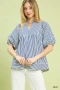 Umgee Striped Puff Sleeve Babydoll Top