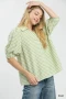 Umgee Gingham Puff Sleeve Collared Blouse
