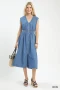 Umgee Denim Sleeveless Zip-Front Smocked Waist Midi Dress