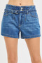 RISEN Double Button Slouchy Denim Shorts with Belt