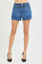 RISEN Double Button Slouchy Denim Shorts with Belt