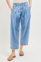 RISEN Slouchy Crop Barrel Pleated Jeans