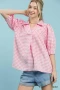 Umgee Gingham Puff Sleeve Collared Blouse