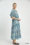 Umgee Two tone Border Print Midi Dress