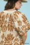 Umgee Mix Printed Puff Sleeve Top with Contrast Trim