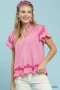 Umgee Embroidered Scallop Top