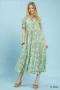 Umgee Paisley Print Tiered Midi Dress