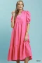 Umgee Textured Puff Sleeve Midi Dress