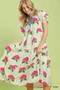 Umgee Hydrangea Print Tiered Midi Dress