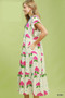 Umgee Hydrangea Print Tiered Midi Dress