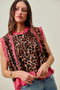 SO ME Leopard Button Up Pleated Sleeveless Blouse