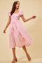 SO ME Polka Cotton Print Short Sleeves Midi Dress
