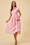 SO ME Polka Cotton Print Short Sleeves Midi Dress