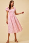 SO ME Polka Cotton Print Short Sleeves Midi Dress
