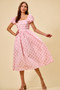 SO ME Polka Cotton Print Short Sleeves Midi Dress